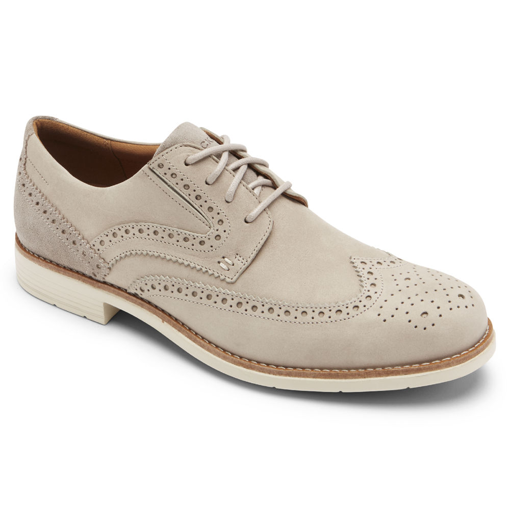 Zapatillas Rockport Hombre Mexico - Total Motion Classic Dress Wingtip Beige - XSFKV8021